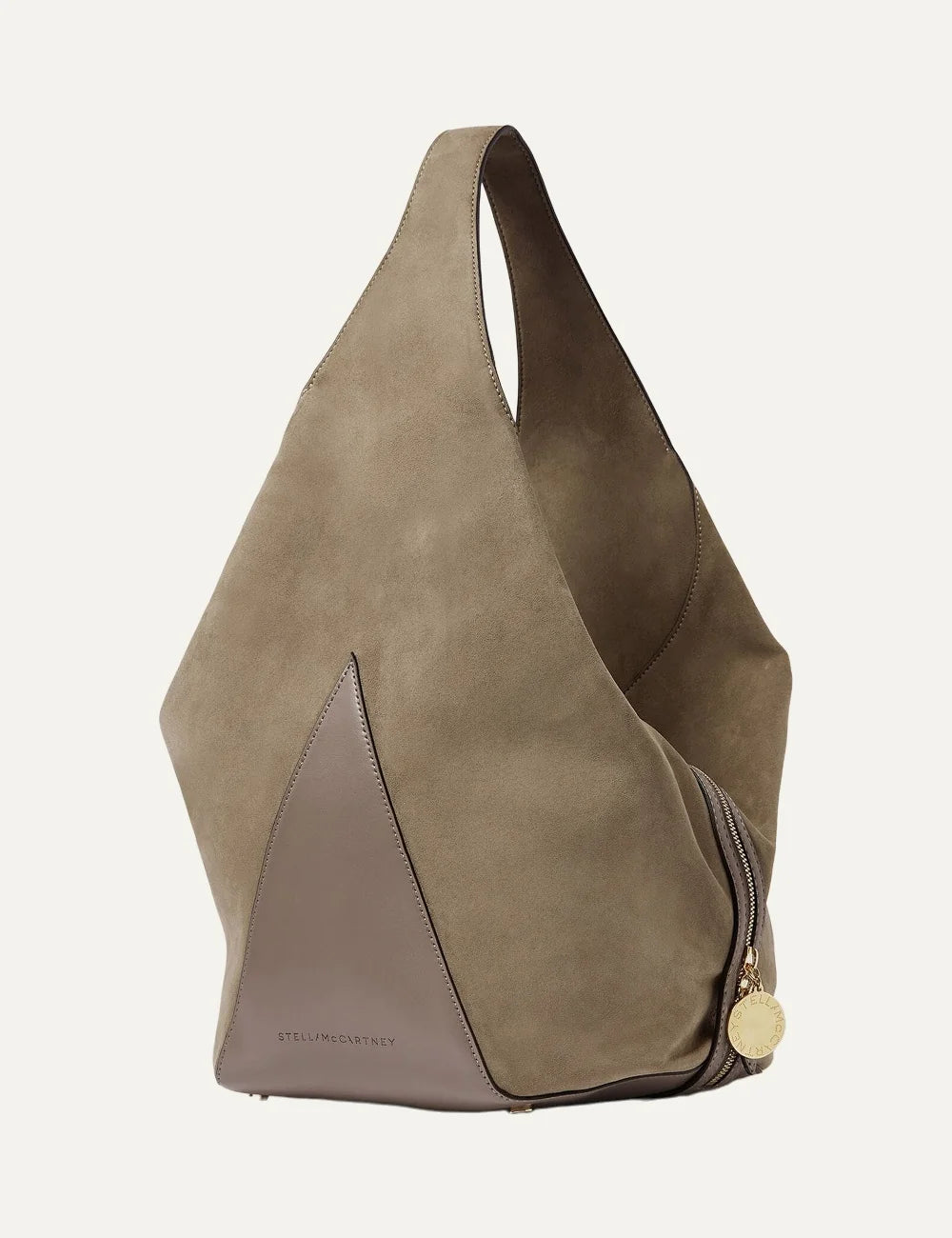 Stella McCartney women's sand vegan suede medium bucket bag side