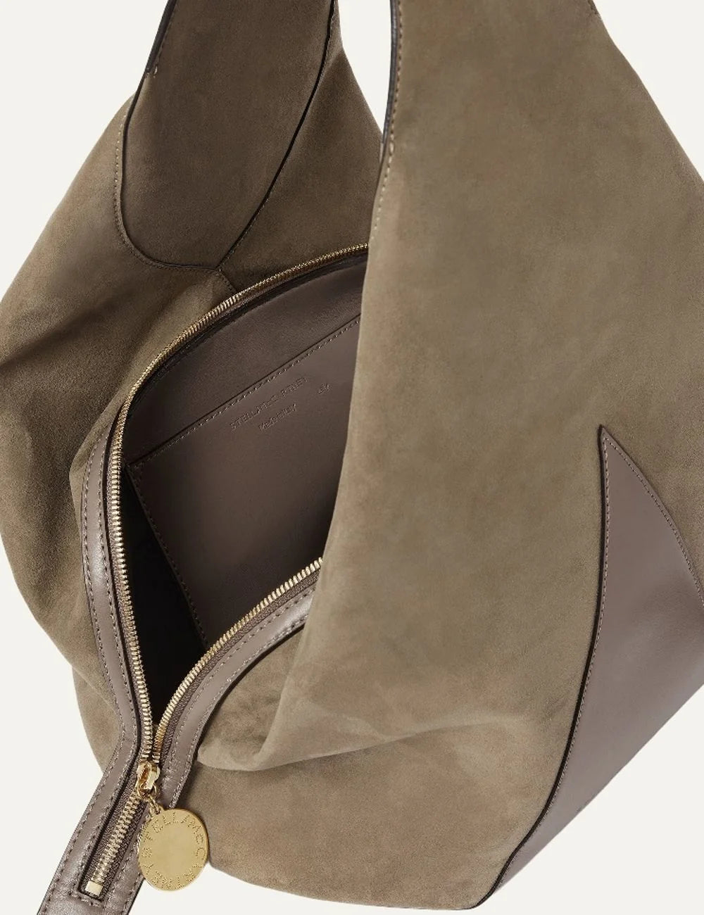 Stella McCartney women's sand vegan suede medium bucket bag top