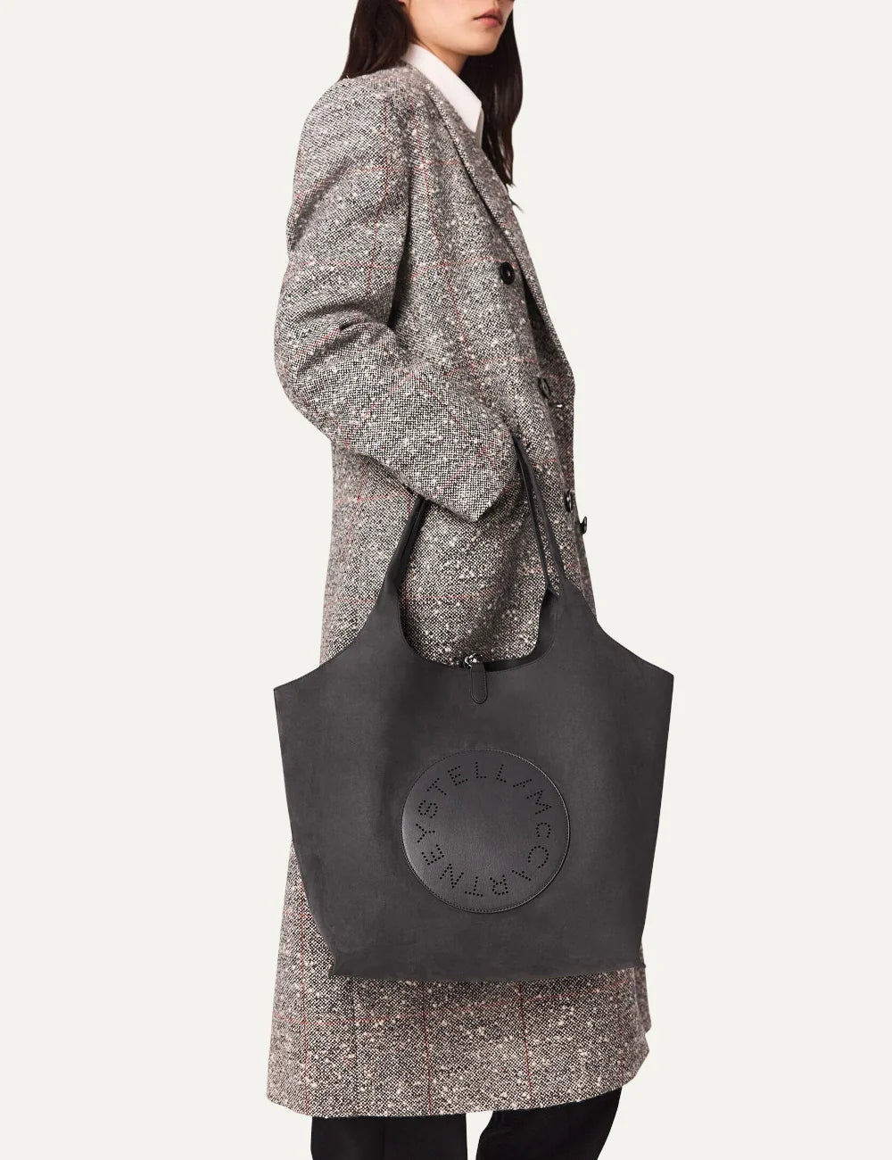 Stella McCartney women's slate vegan suede reversible tote bag model