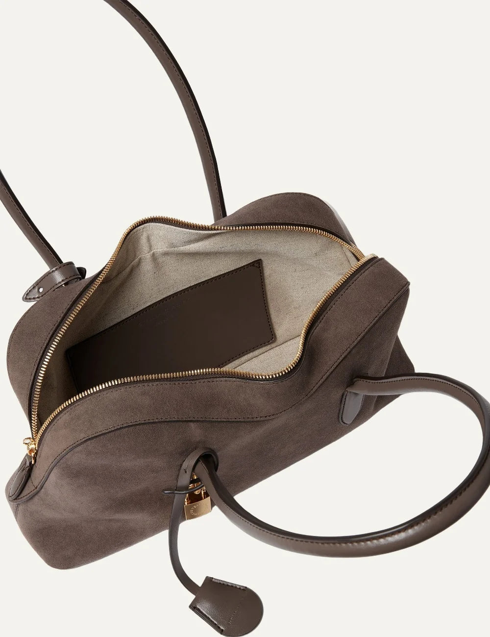 Stella McCartney women's taupe vegan suede structured bag with top handles top