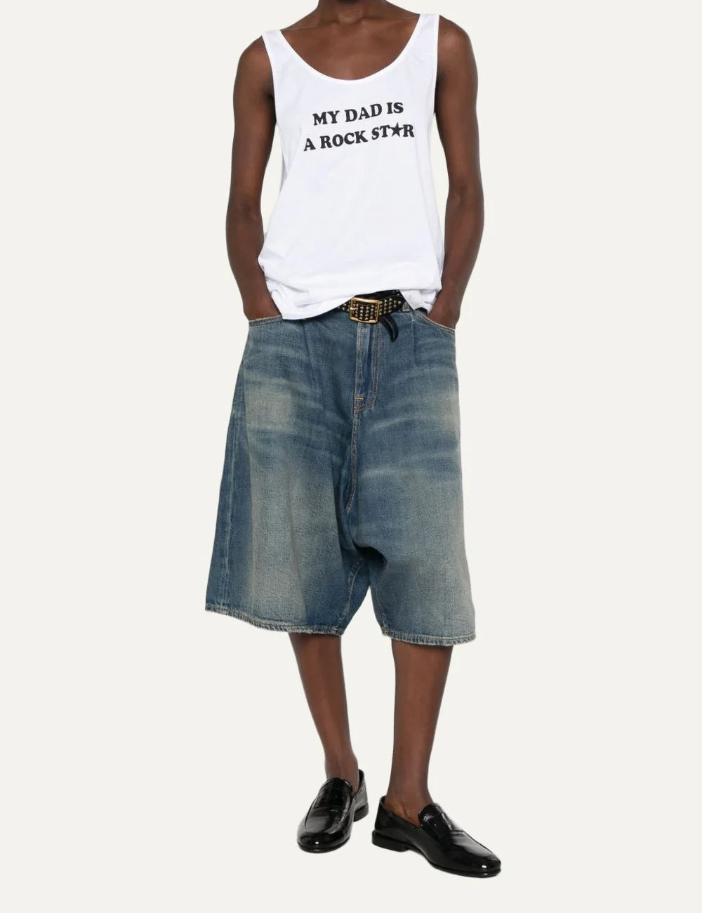Stella McCartney women's white cotton sleeveless top with slogan print full body