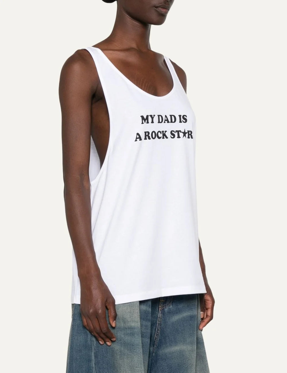 Stella McCartney women's white cotton sleeveless top with slogan print side