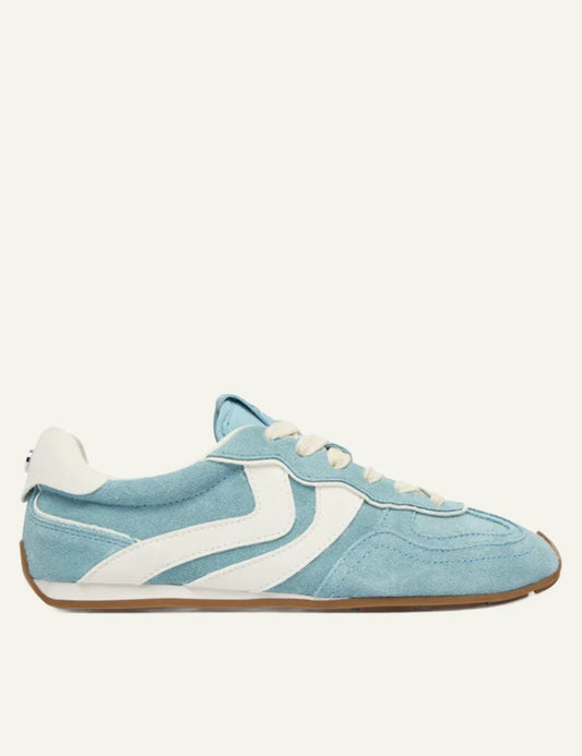 steve madden abbi blue suede sneakers side view