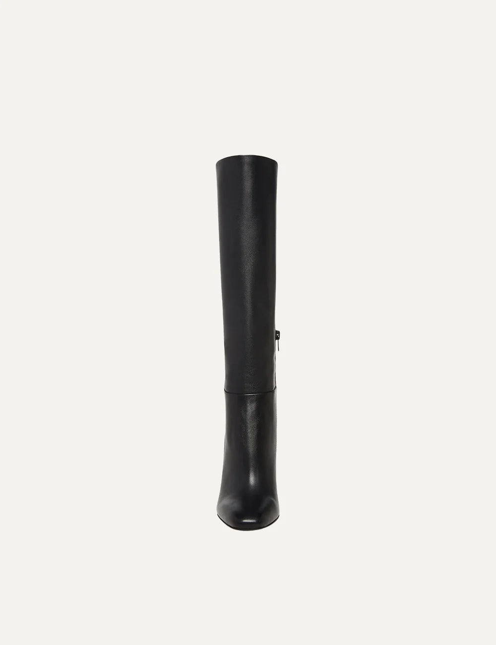 Steve Madden Ally women's black synthetic leather knee-high boots with fitted shaft, rounded toe, 10 cm block heel and inner side zipper, front view