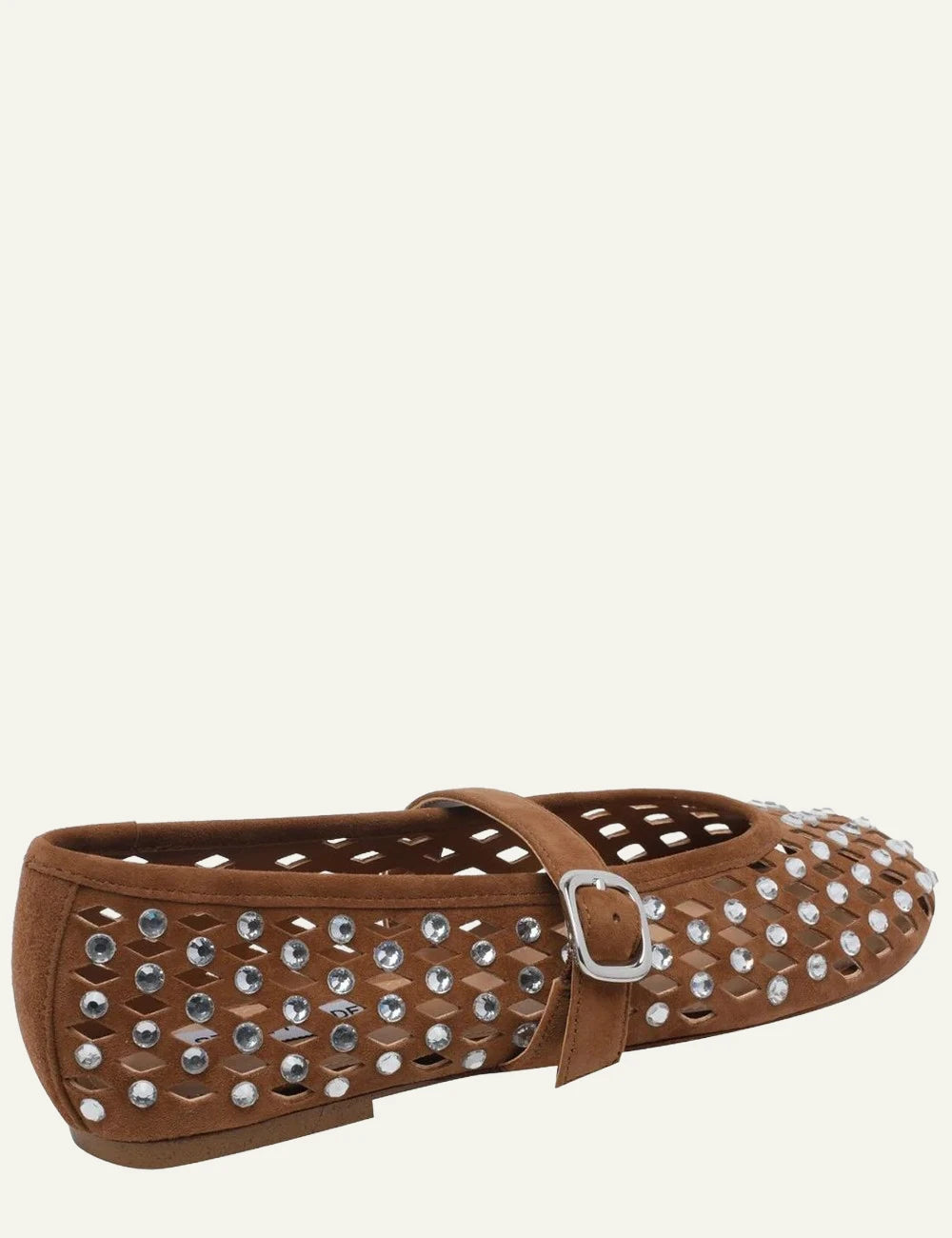 Steve Madden ballerina chestnut suede studs buckle strap flat back view