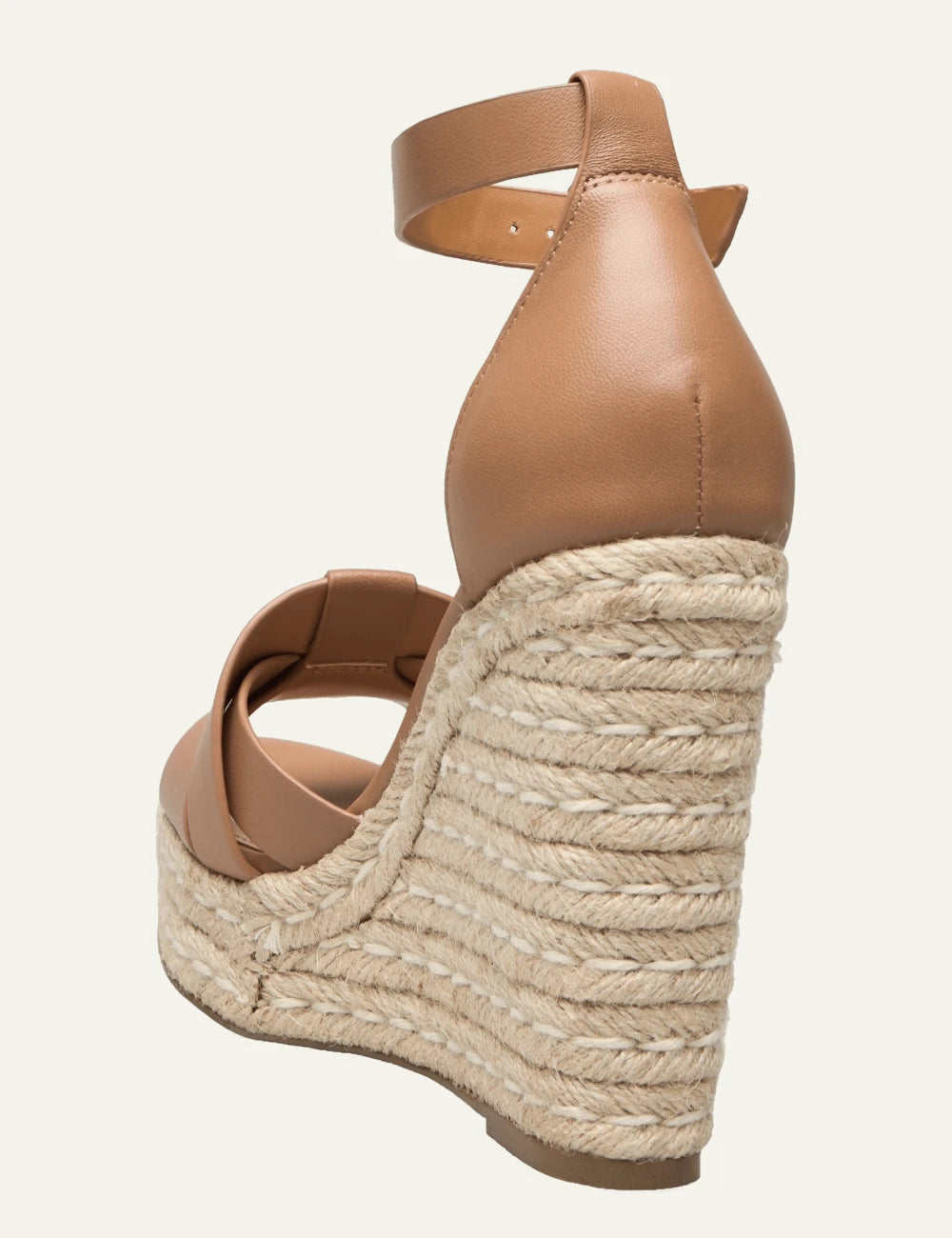 steve madden cammel leather wedge espadrille sandals back view