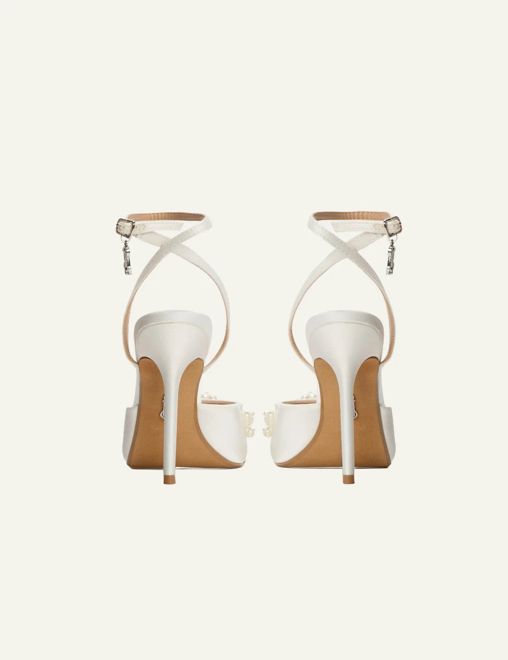 steve madden pearl embellished high heel sandals ivory ankle strap back view