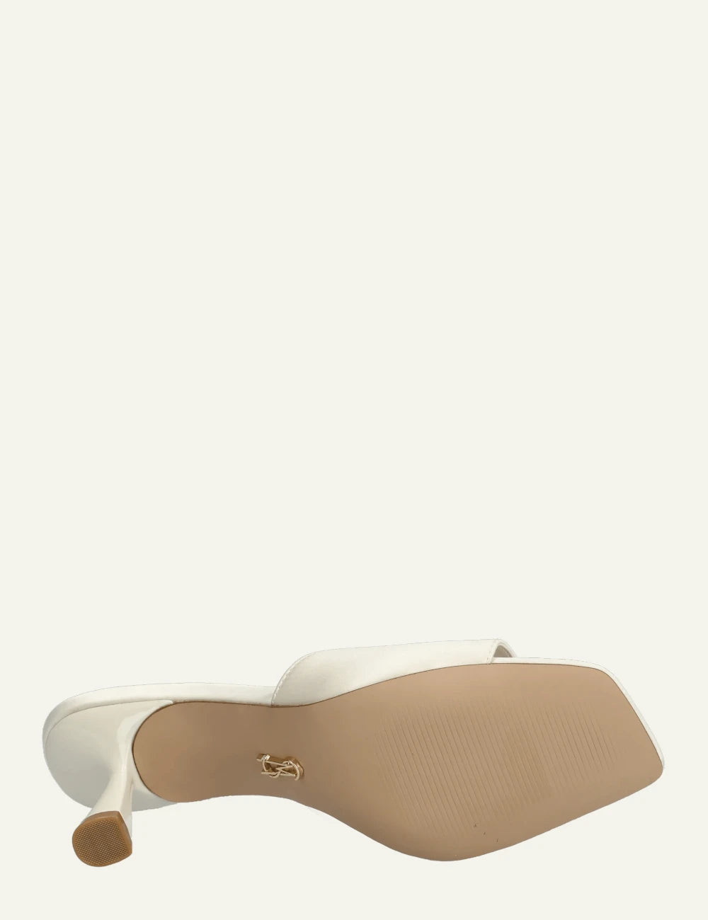 steve madden ivory satin mule heels sole view