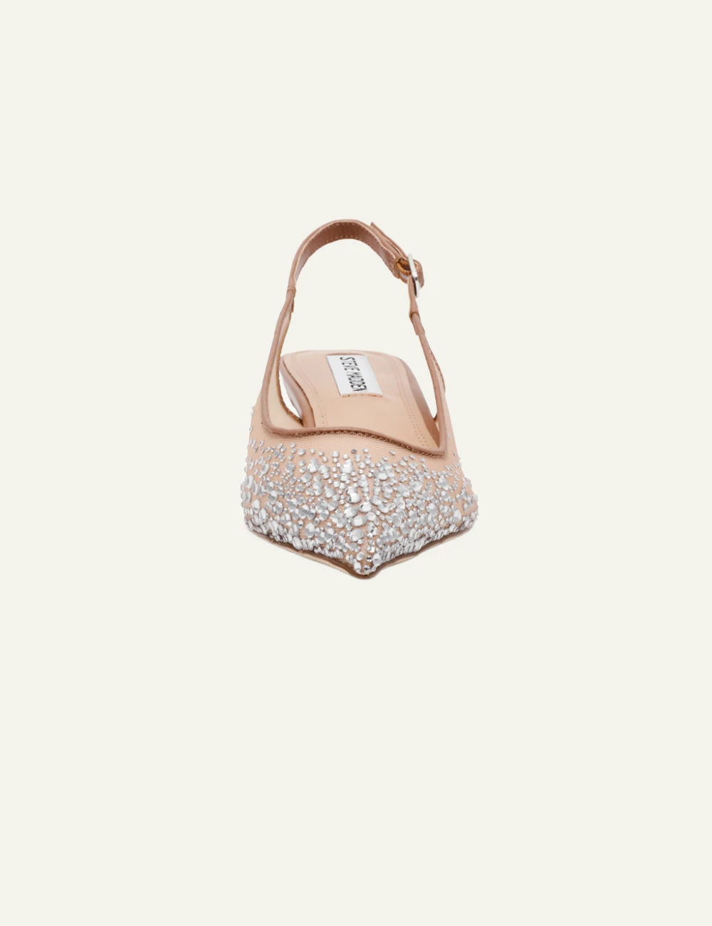 steve madden nude mesh slingback crystal heels front view