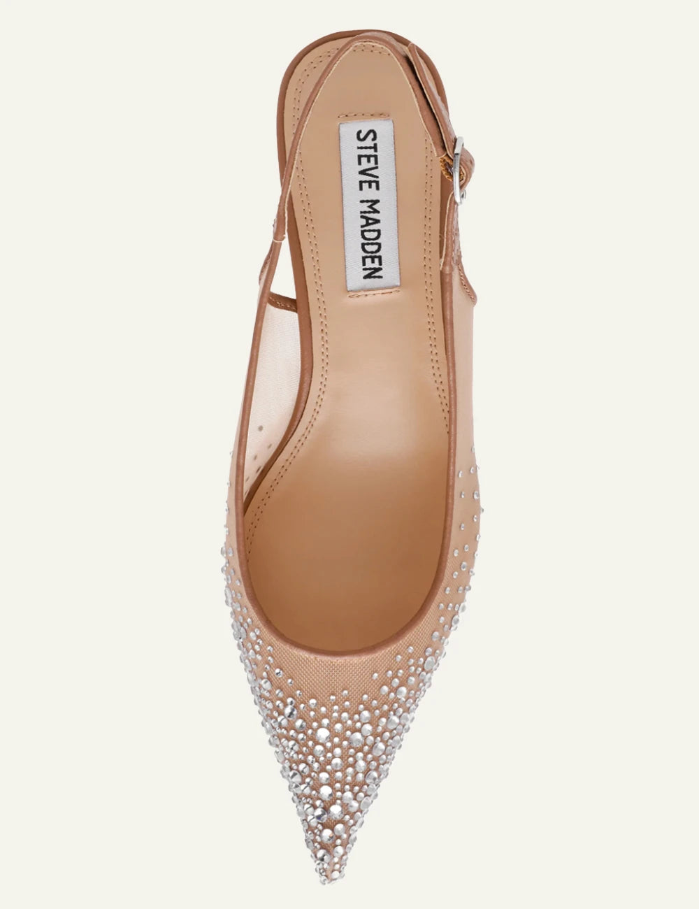 steve madden nude mesh slingback crystal heels top view