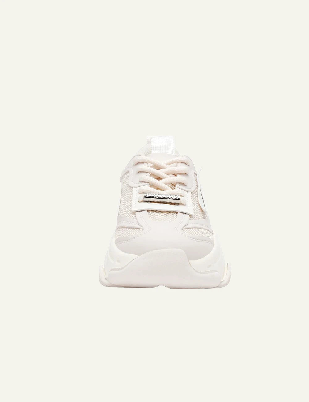 Steve Madden Possession-E sneaker off white mesh chunky sole front view