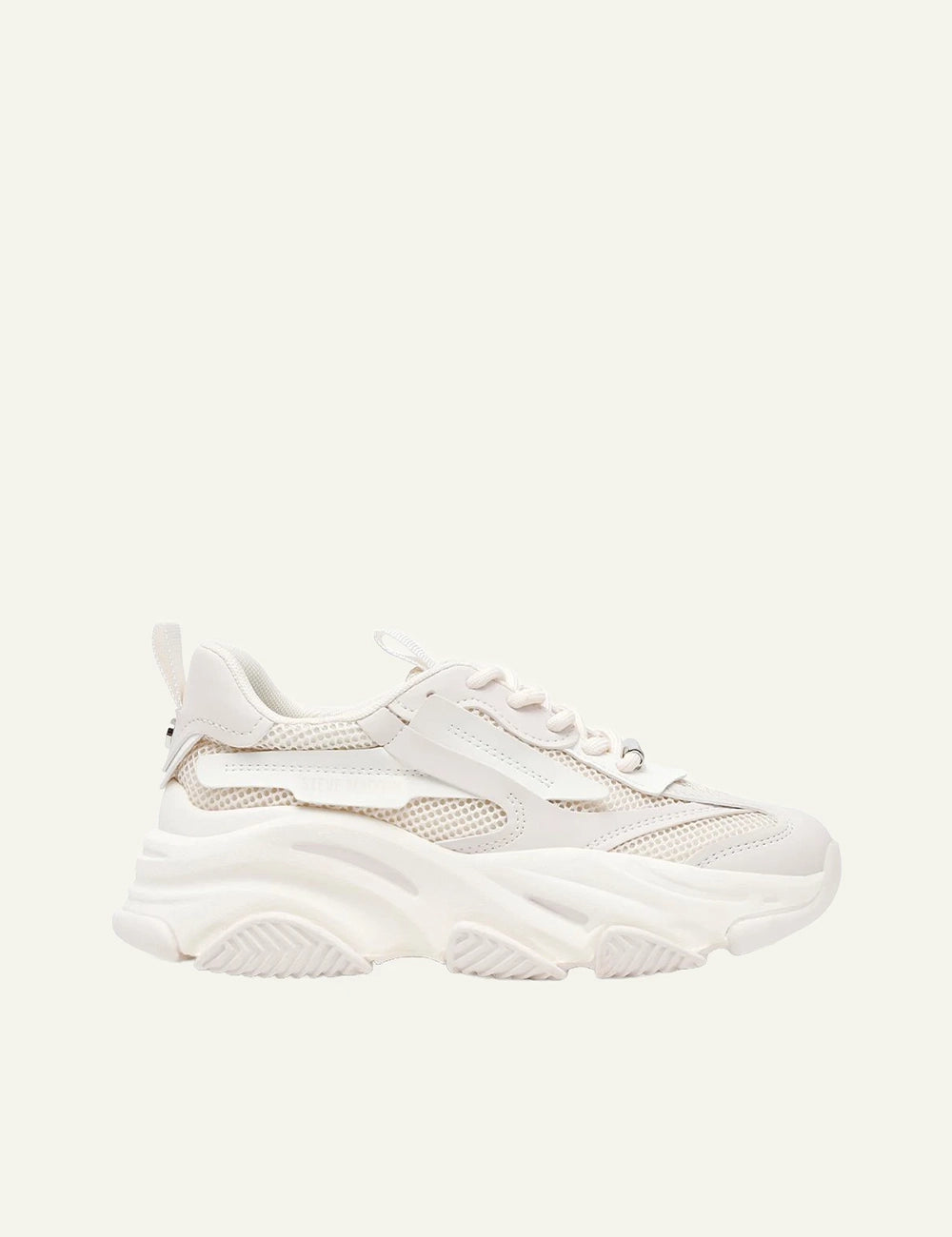 Steve Madden Possession-E sneaker off white mesh chunky sole side view