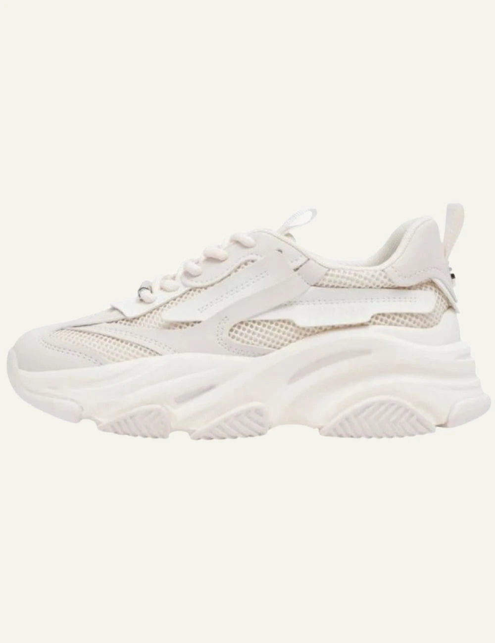 Steve Madden Possession-E sneaker off white mesh chunky sole profile view