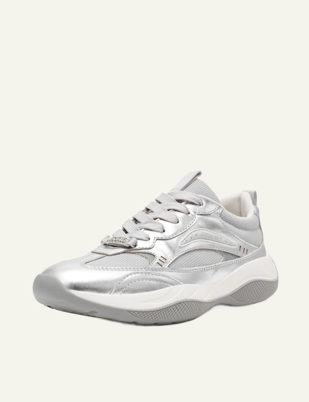 steve madden premio silver sneakers profile view