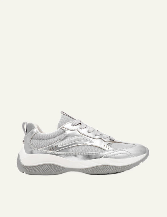 steve madden premio silver sneakers side view