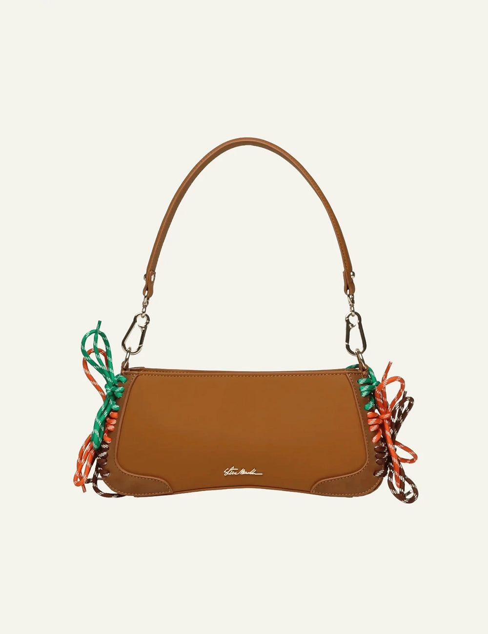 steve madden shoulde rbag tan rope detail front view
