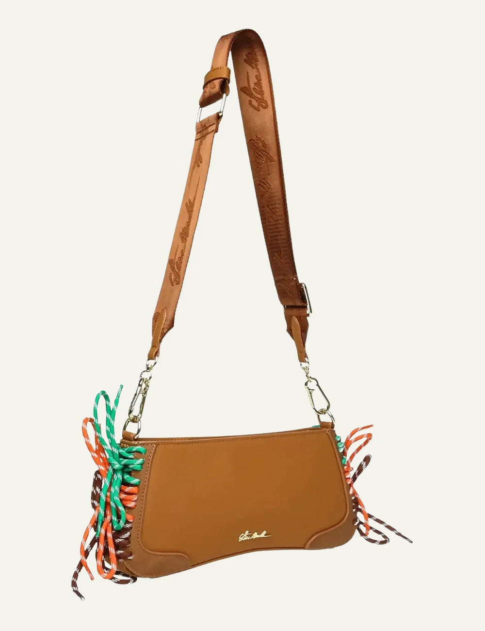 steve madden shoulde rbag tan rope detail side view
