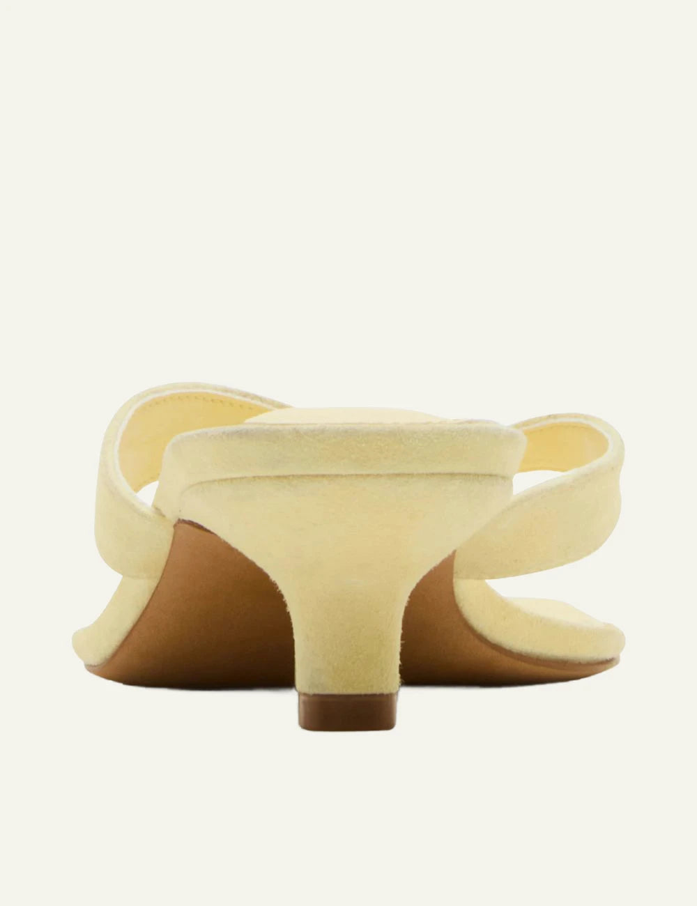 Steve Madden Tracie mule sandal yellow suede low heel back detail view