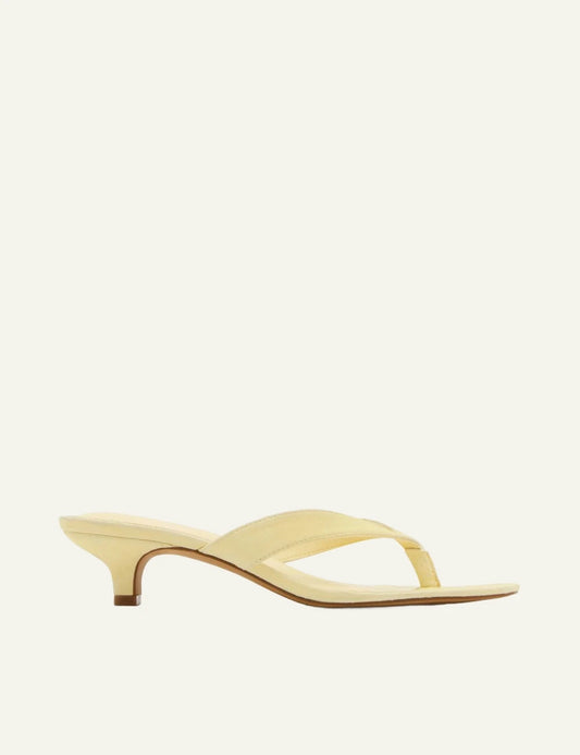 Steve Madden Tracie mule sandal yellow suede low heel side view