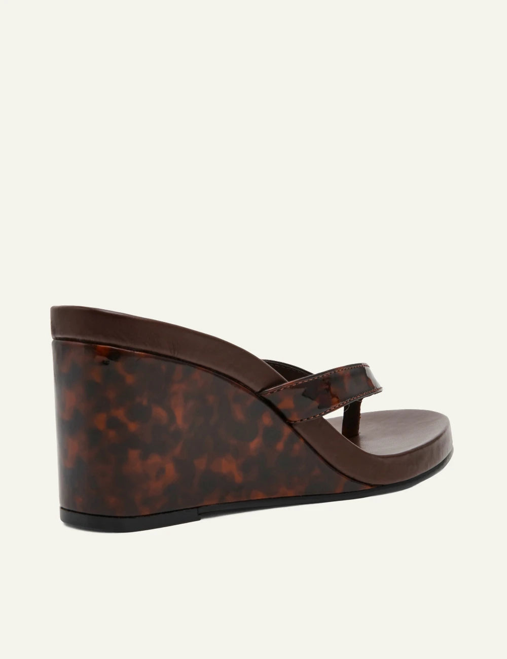 steve madden brown tortoiseshell wedge flip flop sandal angled view