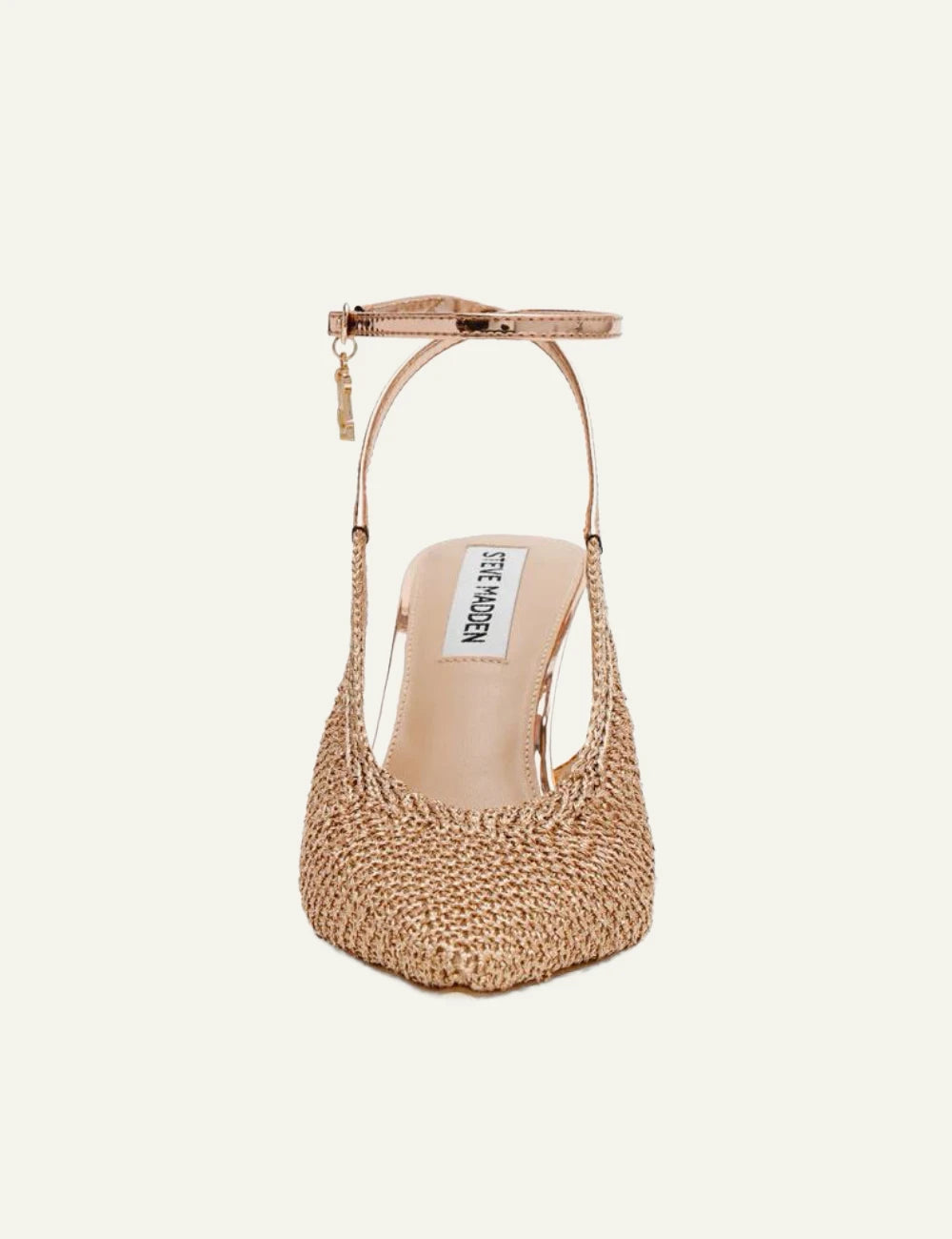 steve madden rose gold woven slingback heel top view