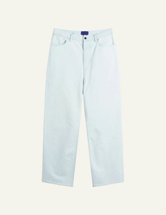 Stone Island jeans light blue loose fit washed denim front flat view