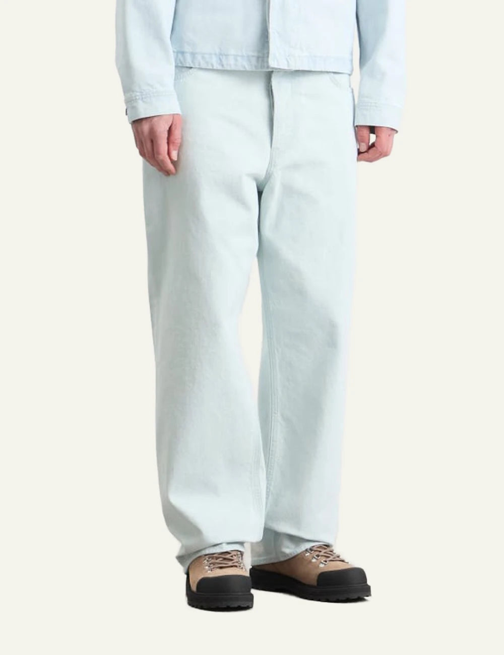 Stone Island jeans light blue loose fit washed denim front model view