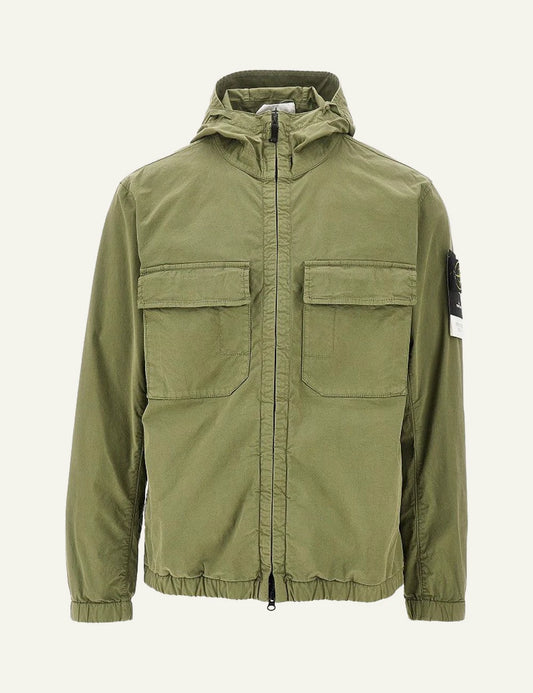 Stone Island hooded jacket olive green front flat