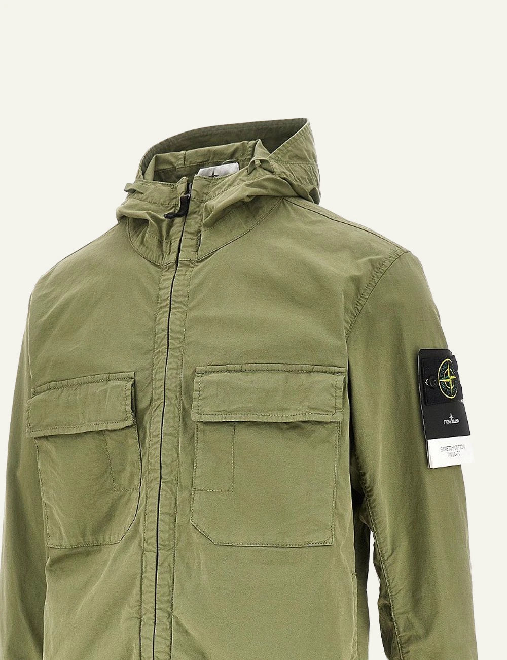 Stone Island hooded jacket olive green detail