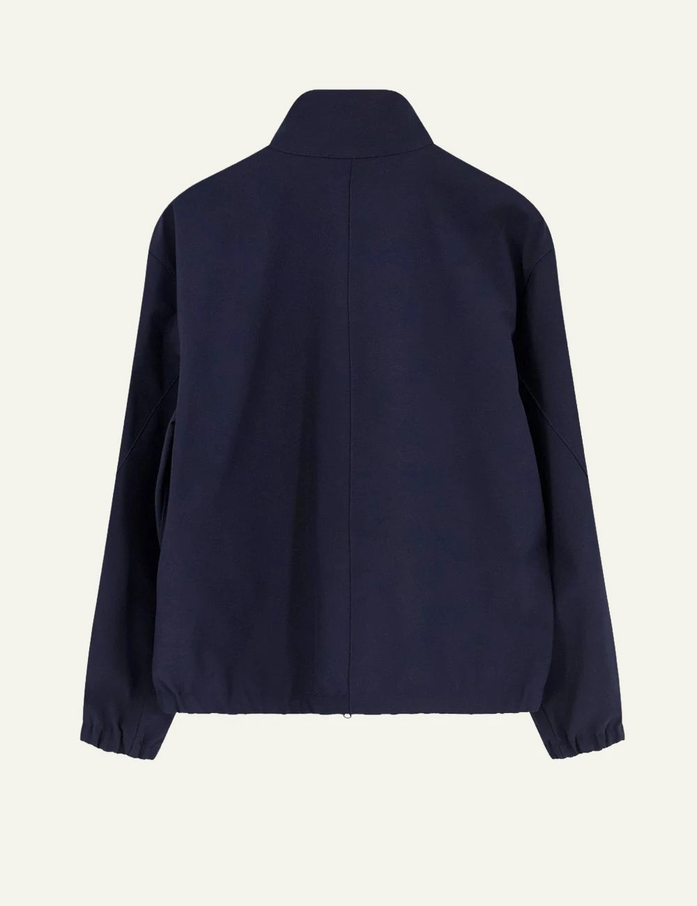 Stone Island navy zip jacket with flap pockets and compass badge back flat view