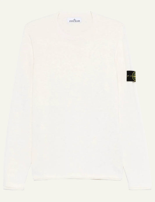 Stone Island long sleeve t-shirt off white front flat