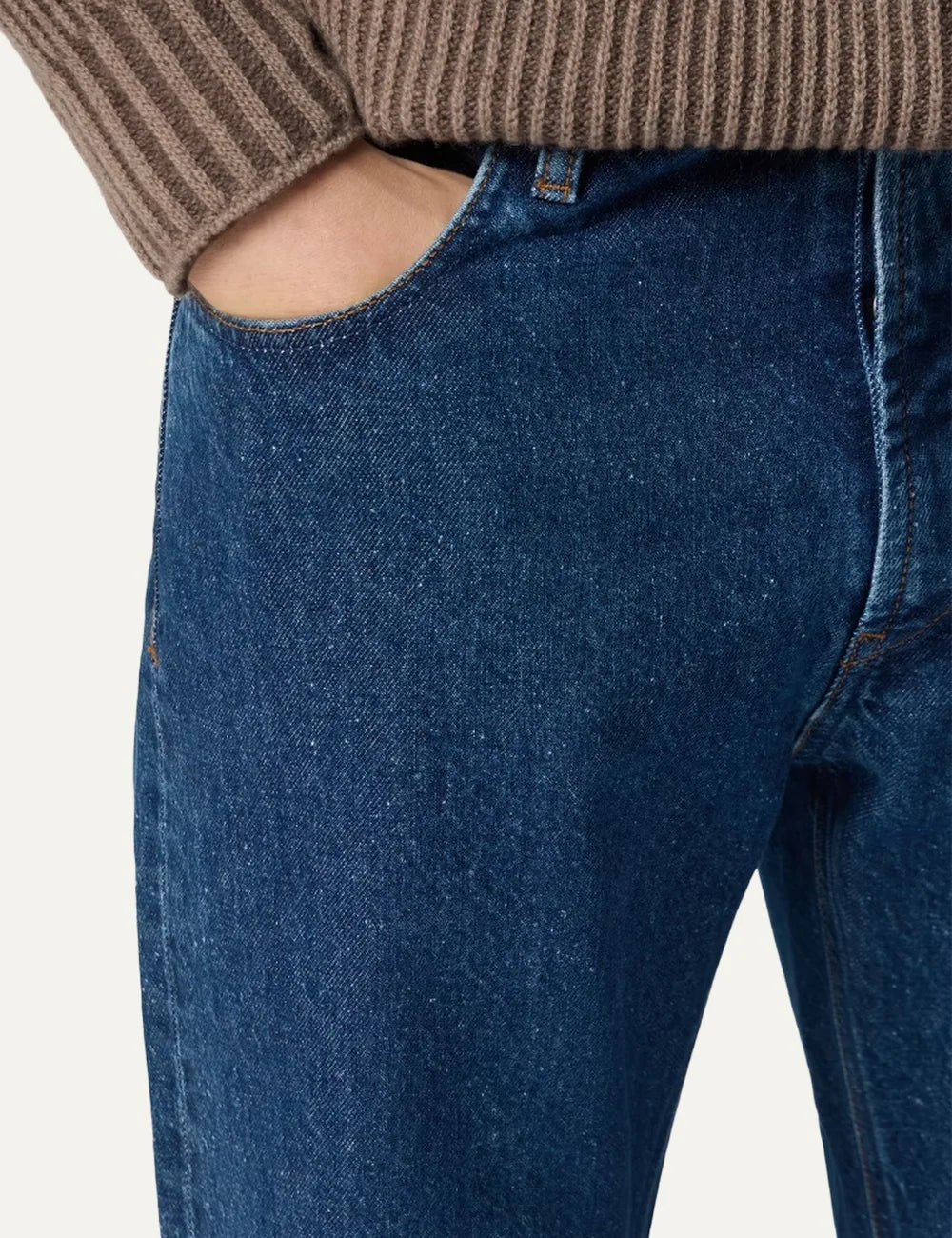 Stone Island men's blue regular straight fit jeans in medium grainy wash denim with five-pocket design and faded finish detail