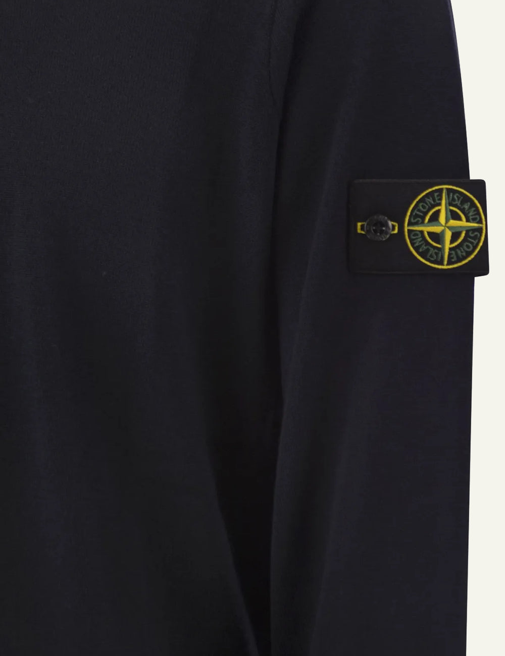 Men's Stone Island dark navy virgin wool crewneck sweater with Compass logo patch detail