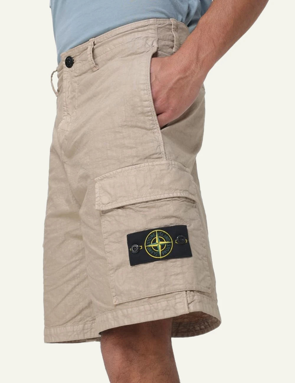 Stone Island shorts beige side look