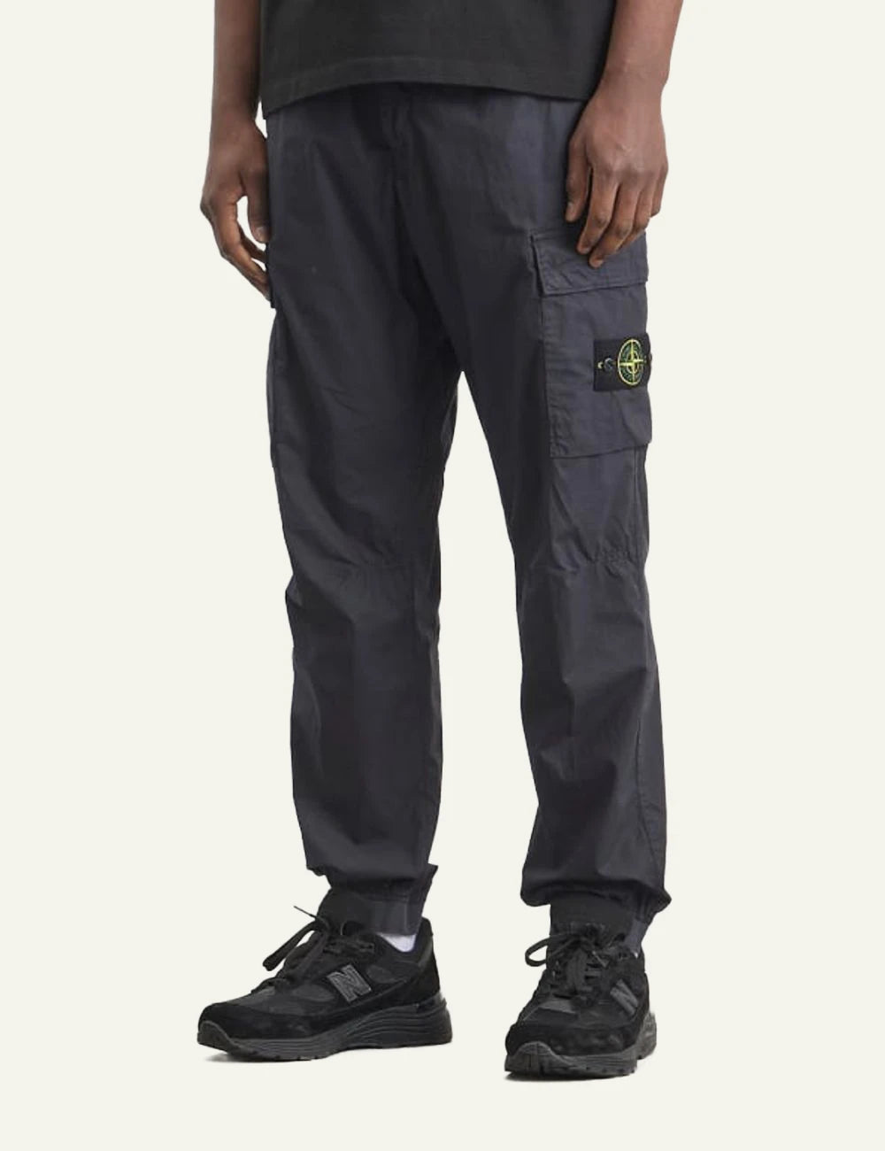Stone Island trousers gray front look