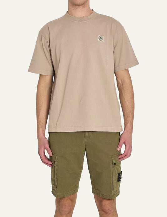 Stone Island T-Shirt Beige Regular Fit Model Front View