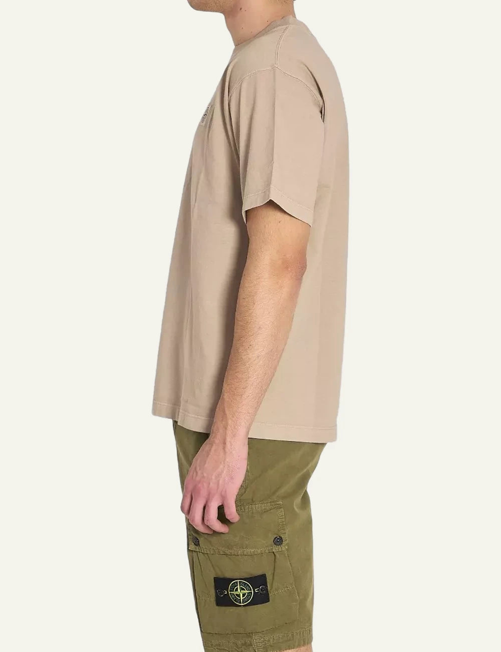 Stone Island T-Shirt Beige Regular Fit Model side2 View