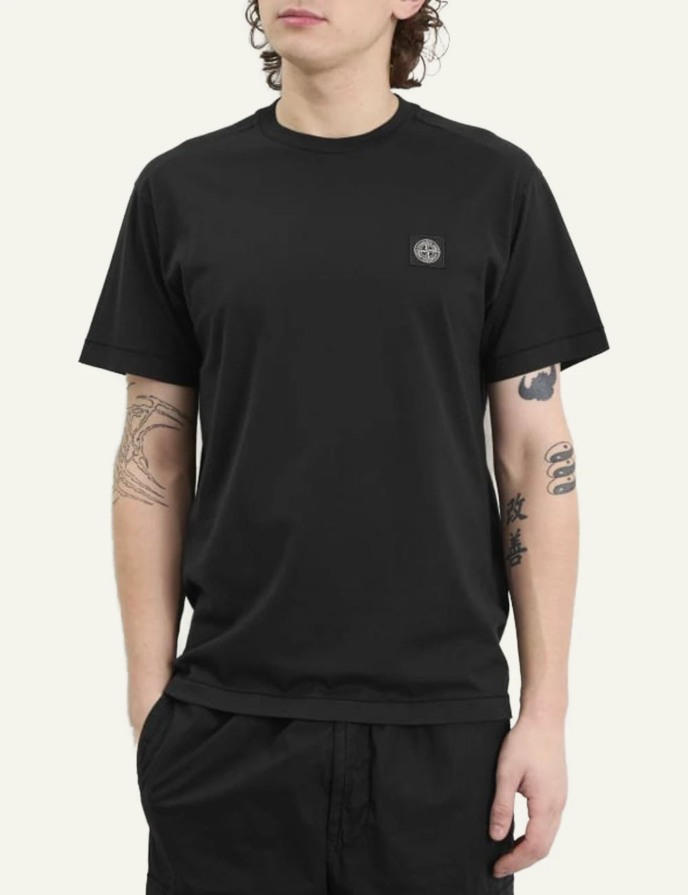Stone Island t-shirt black regular fit front model