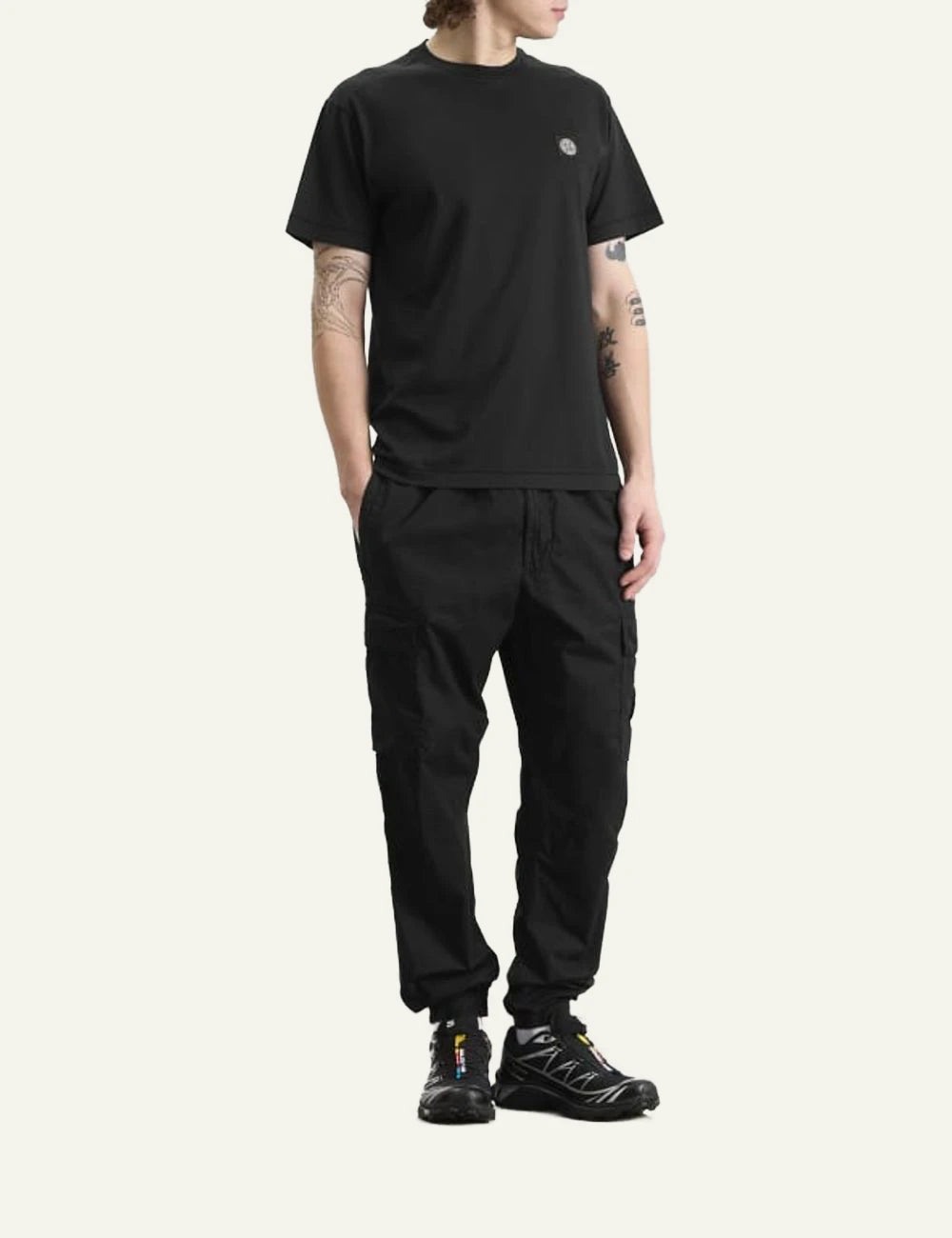 Stone Island t-shirt black regular fit front model