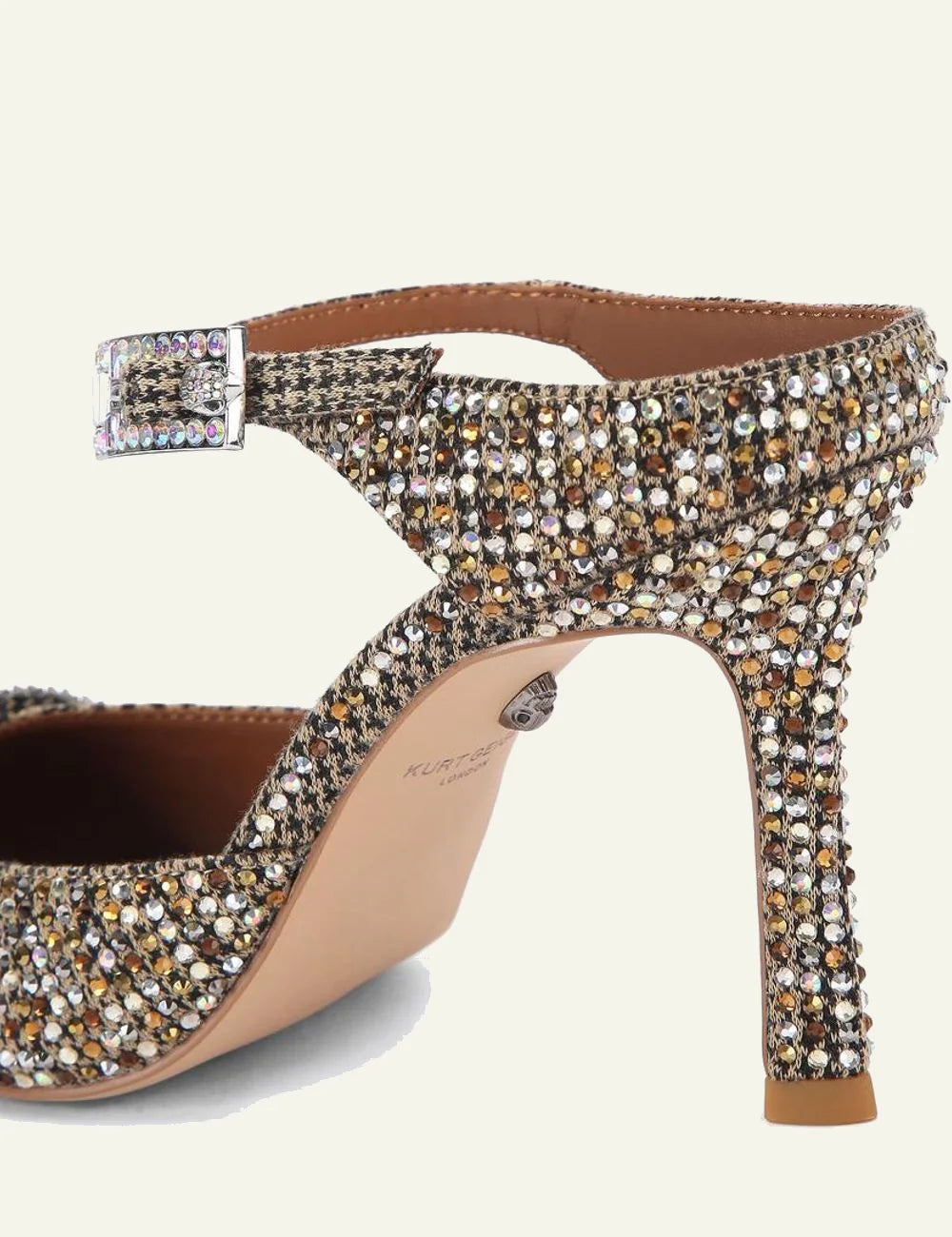 strass point mule beige combination fabric kurt geiger london angled  back