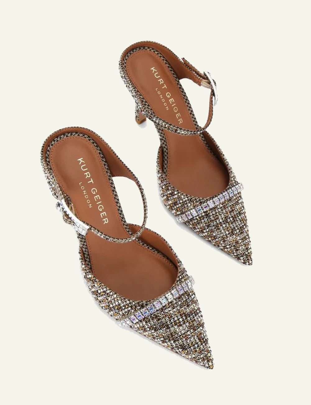 strass point mule beige combination fabric kurt geiger london top