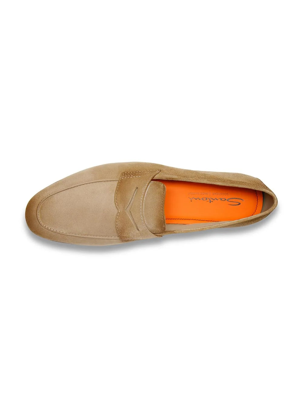 suede loafers beige classic penny loafer top view