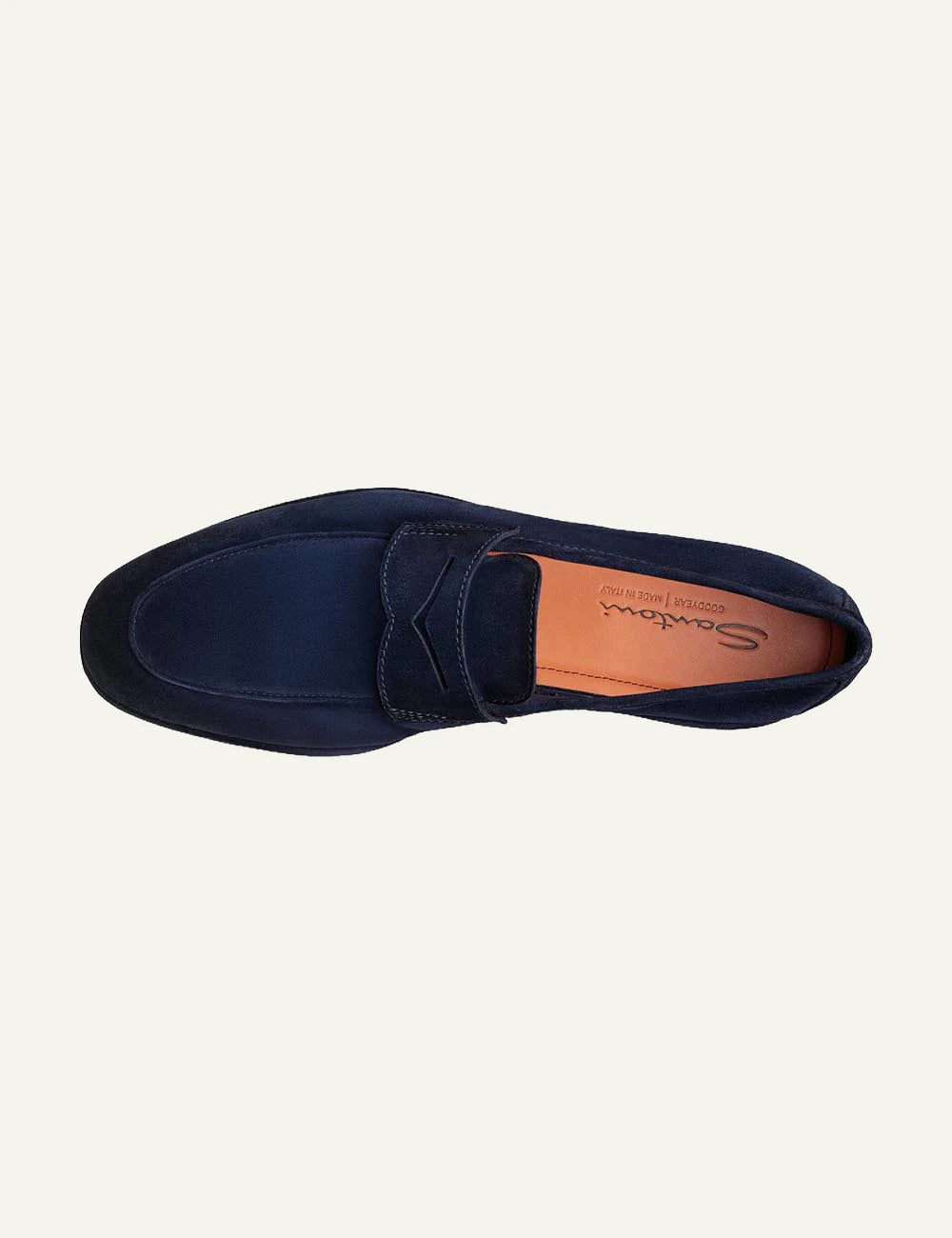 suede loafers navy classic penny loafer top view