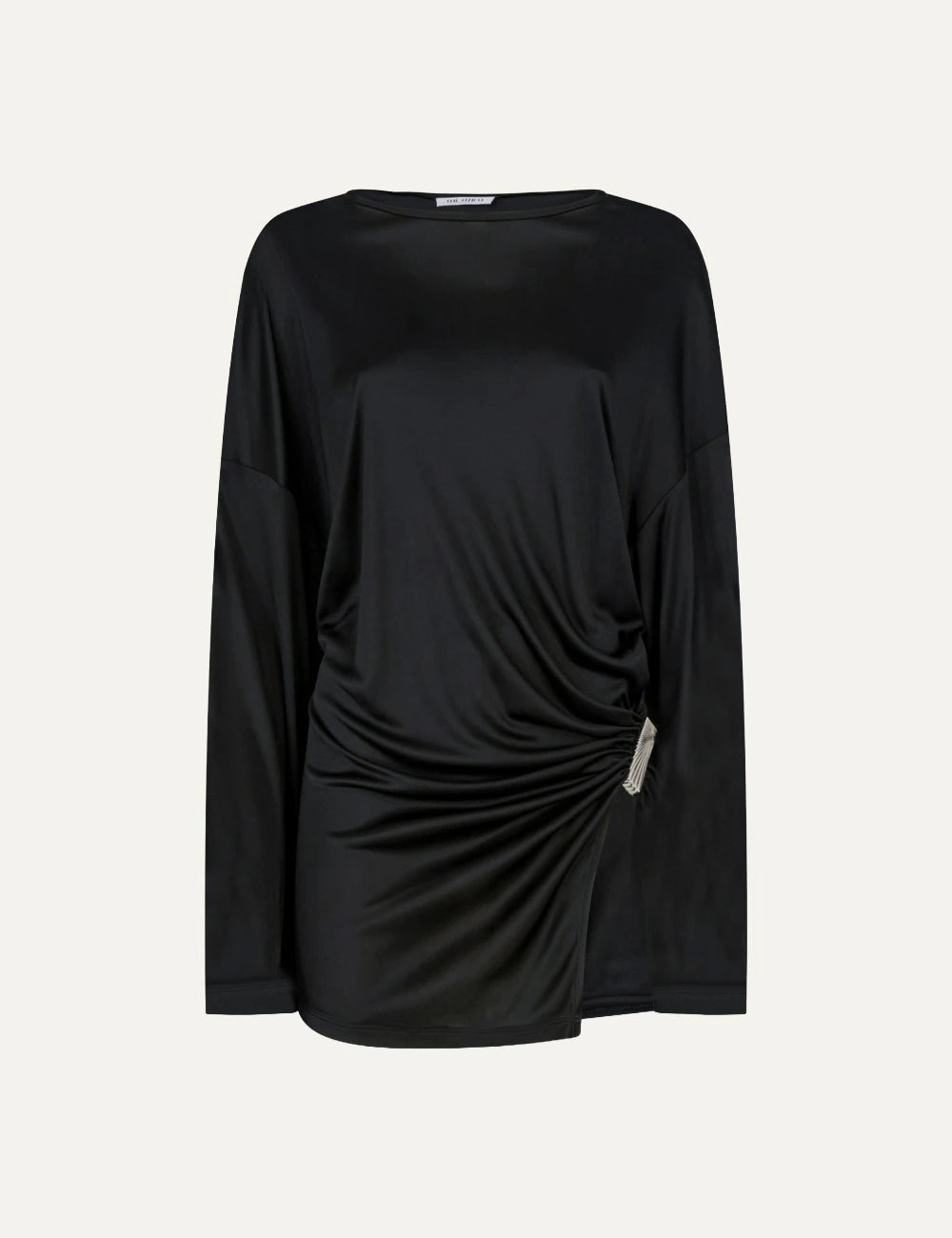 The Attico black draped mini dress with Scoop hip cutout product shot