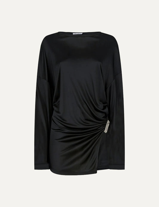 The Attico black draped mini dress with Scoop hip cutout product shot