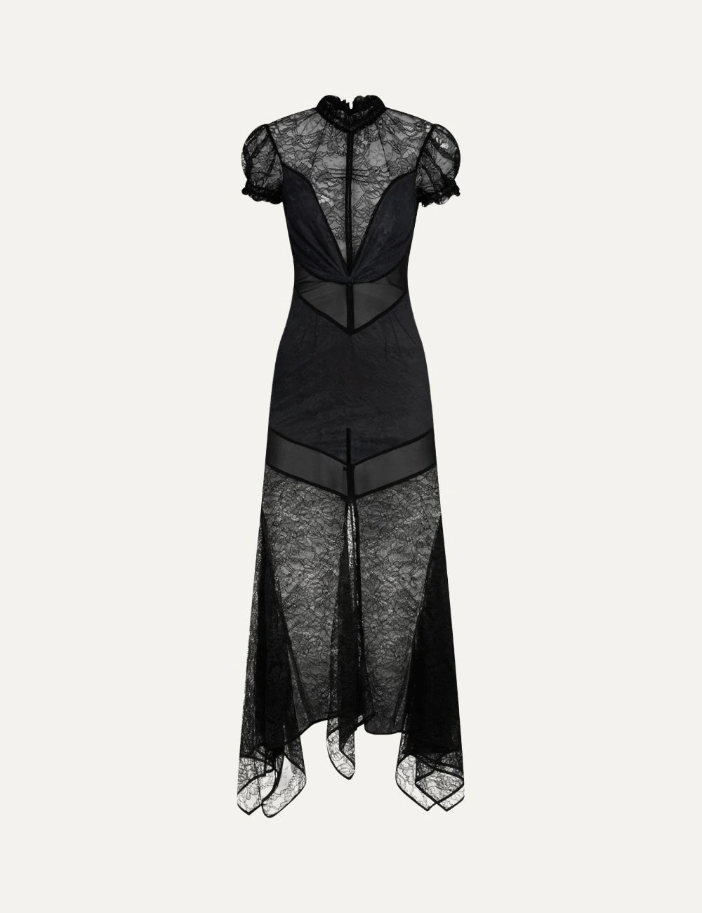 The Attico black lace handkerchief midi dress for women product shot
