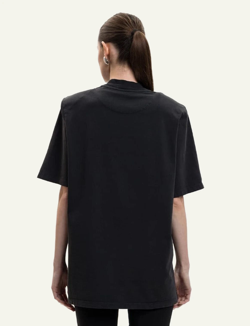 The Attico Black Oversized Cotton T-Shirt With Mock Neck back View