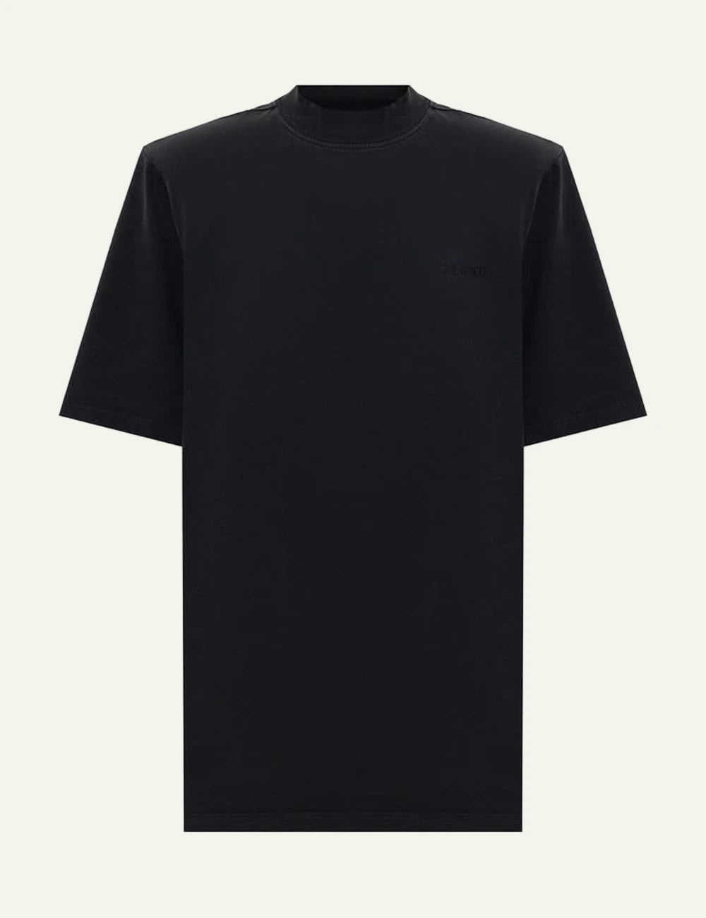 The Attico Black Oversized Cotton T-Shirt With Mock Neck Front Flat View