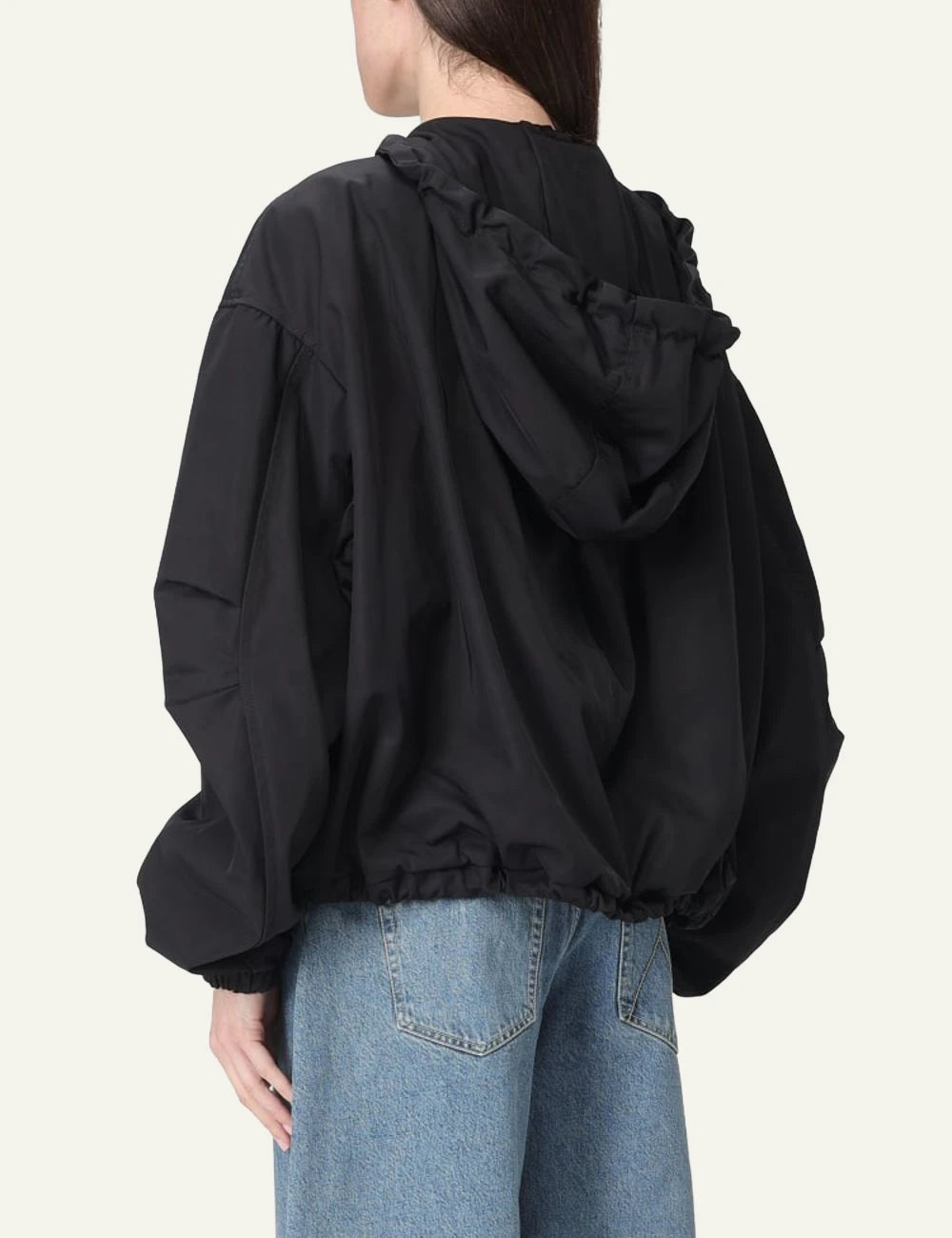 The Attico Black Oversized Hooded Jacket With Zip back View