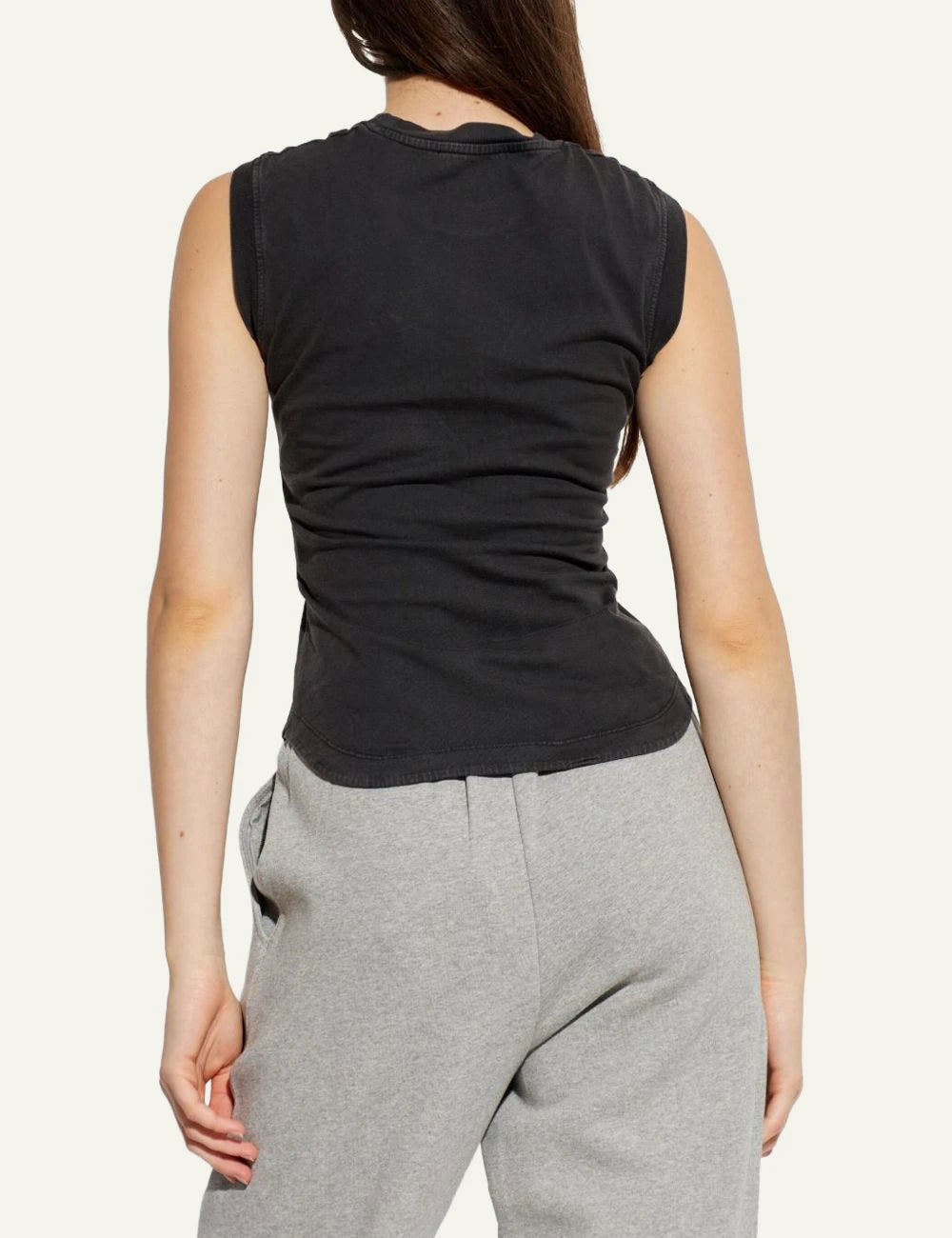 The Attico Black Sleeveless Cotton Mini Dress With Curved Hem back View